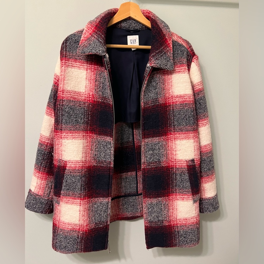 GAP wool plaid petite coat